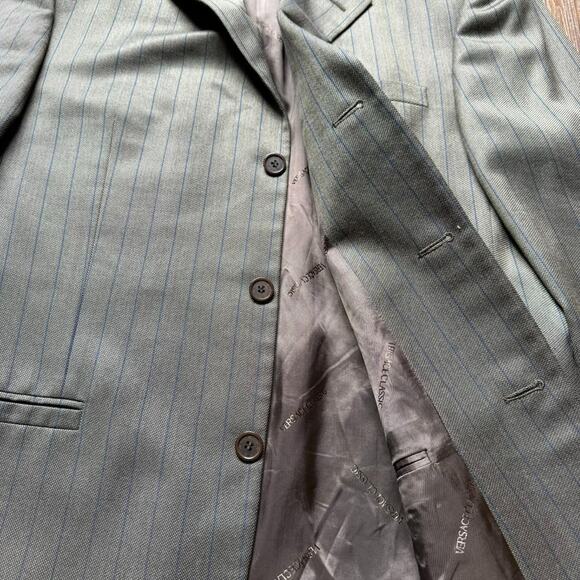 Versace Classic Vintage Wool Silk Brown Stripe Blazer Sport Coat 42 - Picture 4 of 7